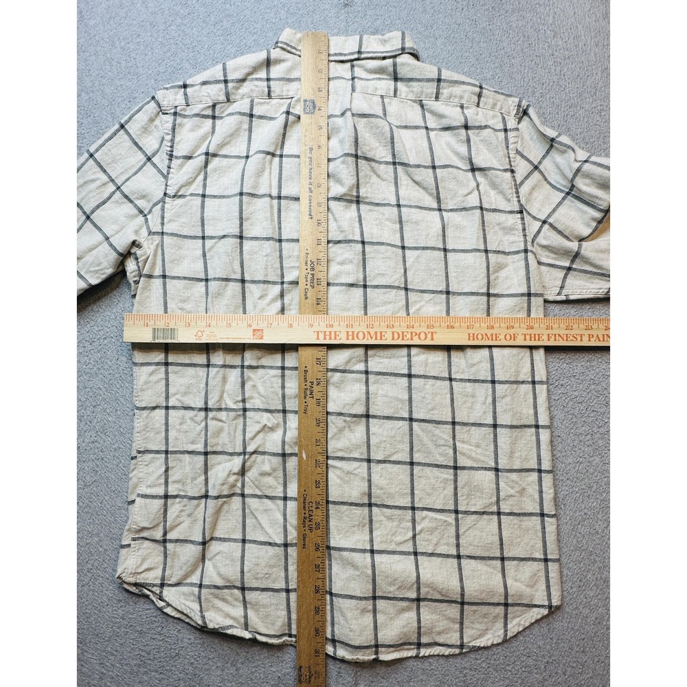 Old Navy Shirt Mens Large Gray Windowpane Plaid Slim Fit Flannel Long Sleeve - Picture 10 of 14